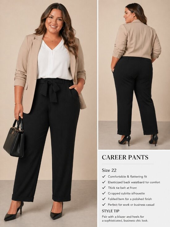 Calvin Klein Pants - Calvin Klein black career crop elastic waist plus size work dress pants sz 22